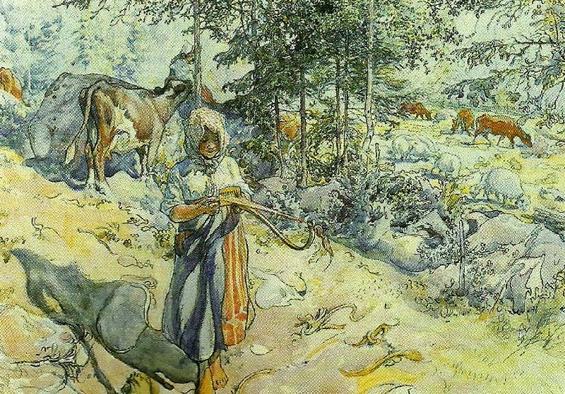 Carl Larsson pa vall i hagen oil painting image